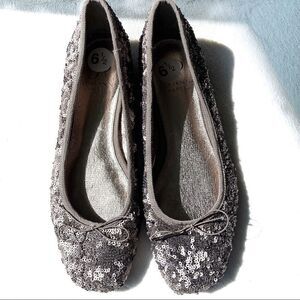 Adrianna Papell Square Toe Sequin Sparkly Flats